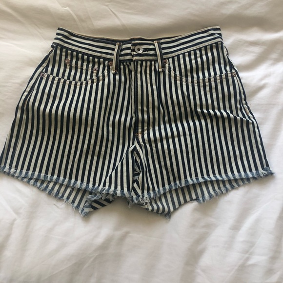 Rag and Bone Pinstripe Denim Shorts - Picture 1 of 3